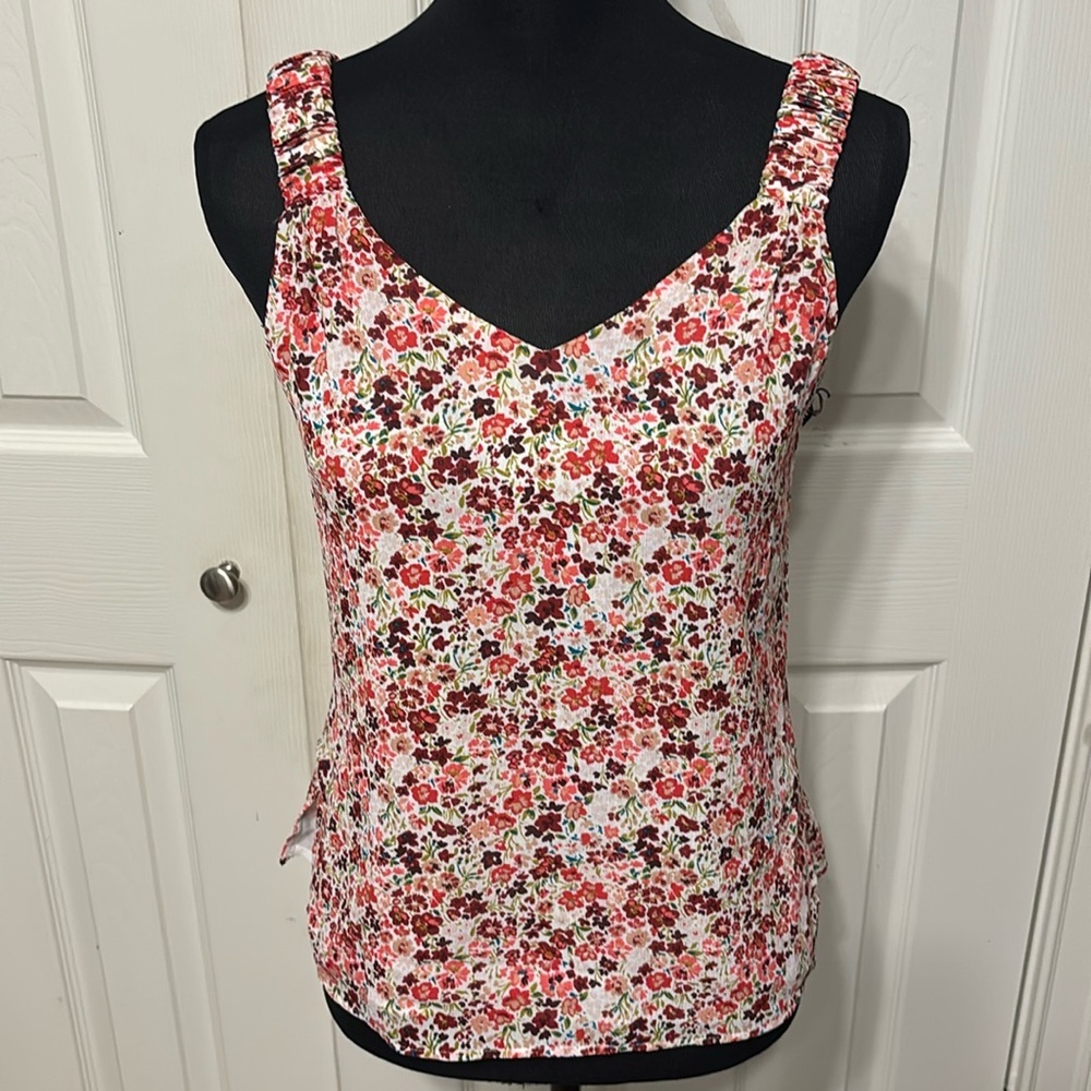 Vince Camuto Floral Print Slit Hem Blouse